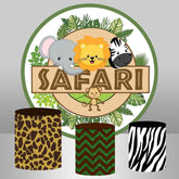 Runden Safari Grün Und Weiß Themenorientiert Baby Dusche Hintergrund